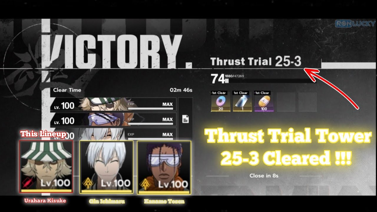 Thrust Trial Tower 25 - 3 Cleared | Urahara, Tosen, Gin | Bleach Soul Resonance | SEA