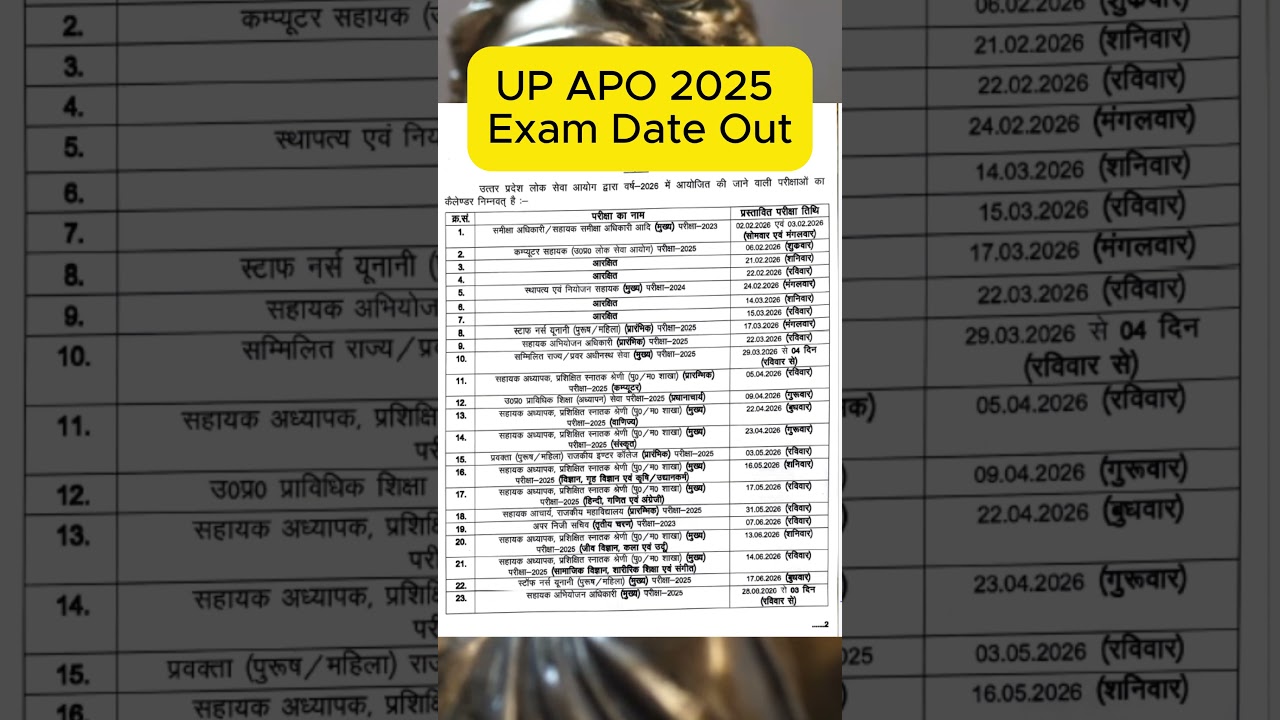 UP APO 2025 Exam Date Out | Prelims Date Announced 🔥 #upapo #upjudiciary