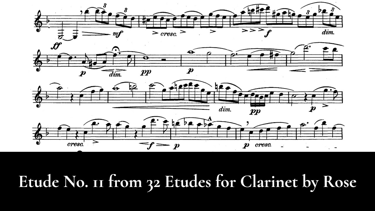 Etude No. 11 from 32 Etudes for the Clarinet by Cyrille Rose