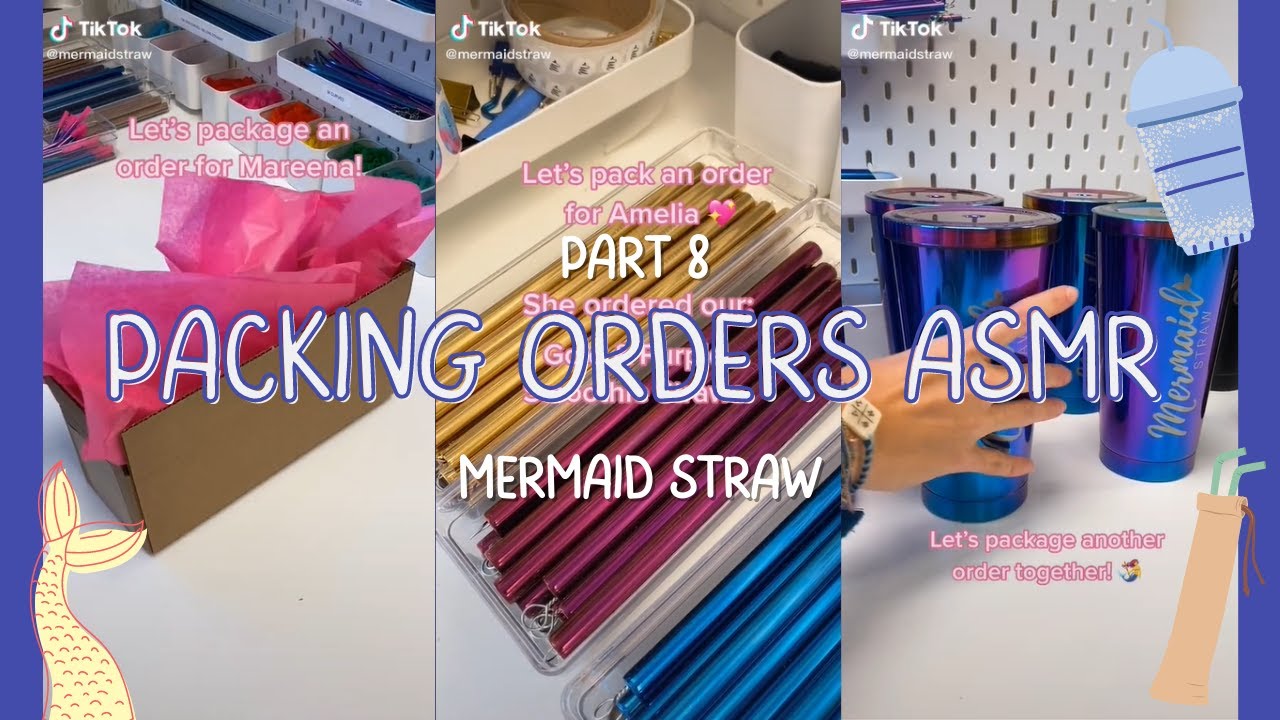 ASMR Packing Orders Part 8 | Mermaid Straw | TIKTOK Compilation | polaroidlove