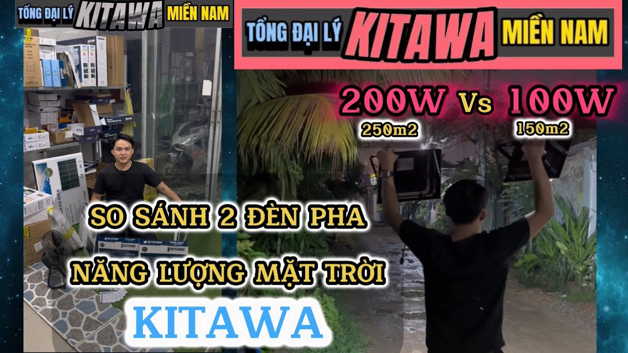 SO SÁNH 2 ĐÈN PHA 200W và 100W NĂNG LƯỢNG MẶT TRỜI KITAWA SẼ NHƯ THẾ NÀO #kitawa #dennangluongkitawa