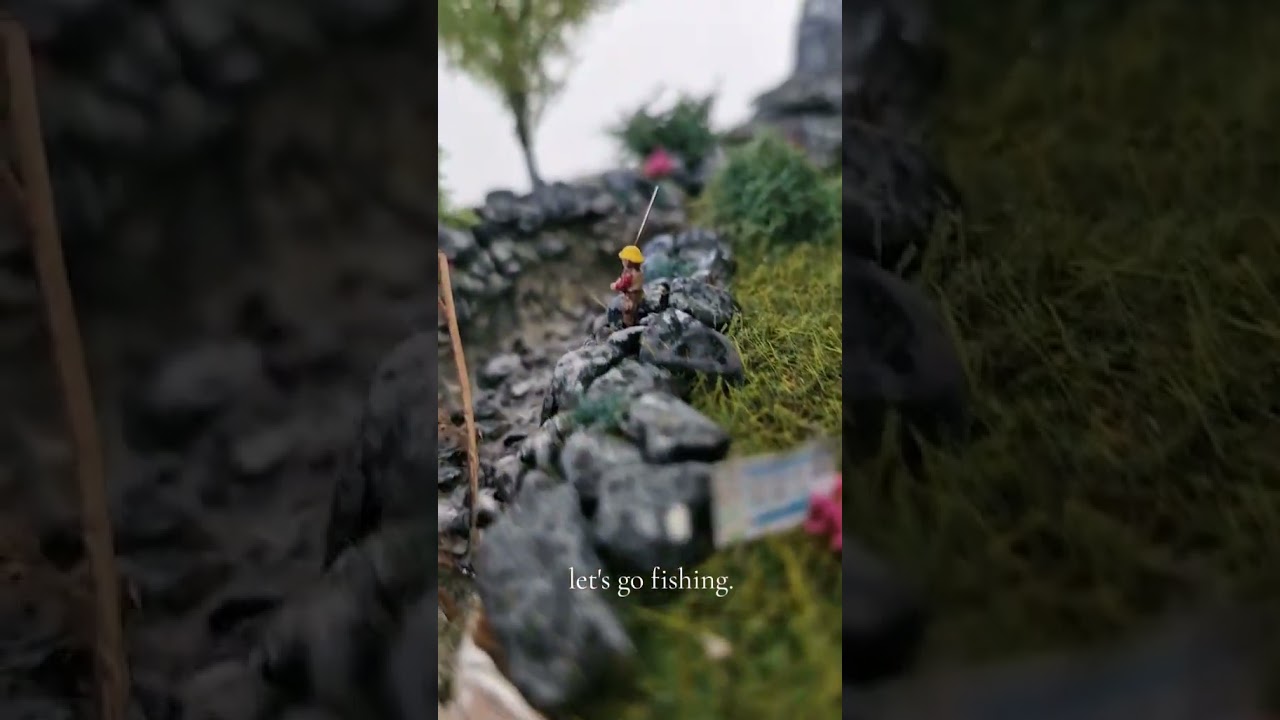Fisherman, scenery, diorama. 