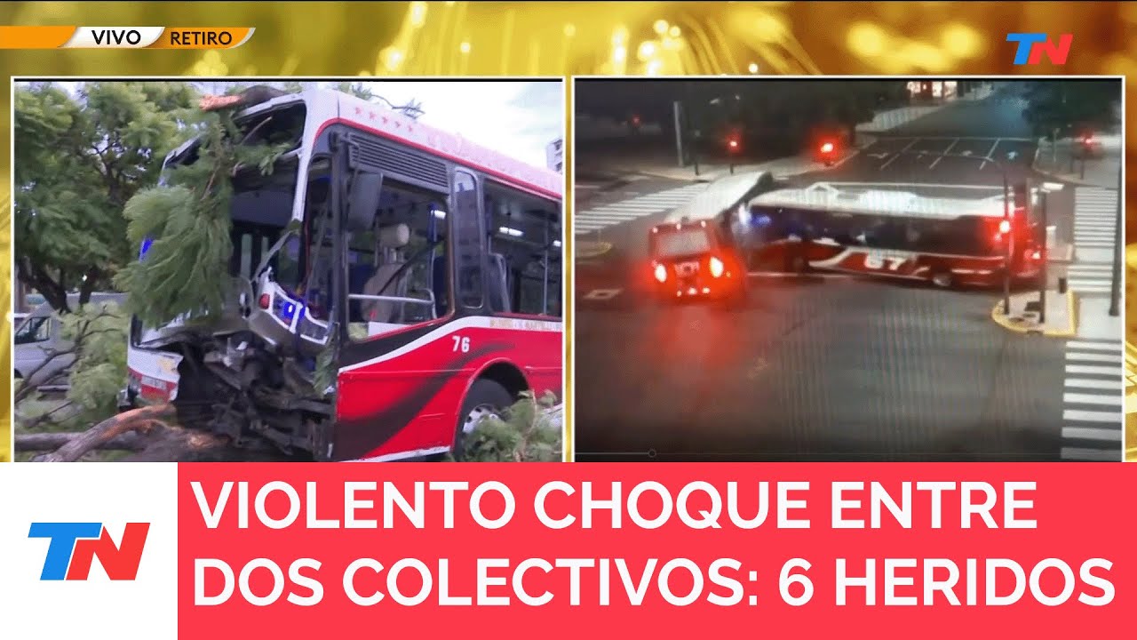Video: el momento del dramático choque de colectivos que dejó seis heridos en plena 9 de Julio