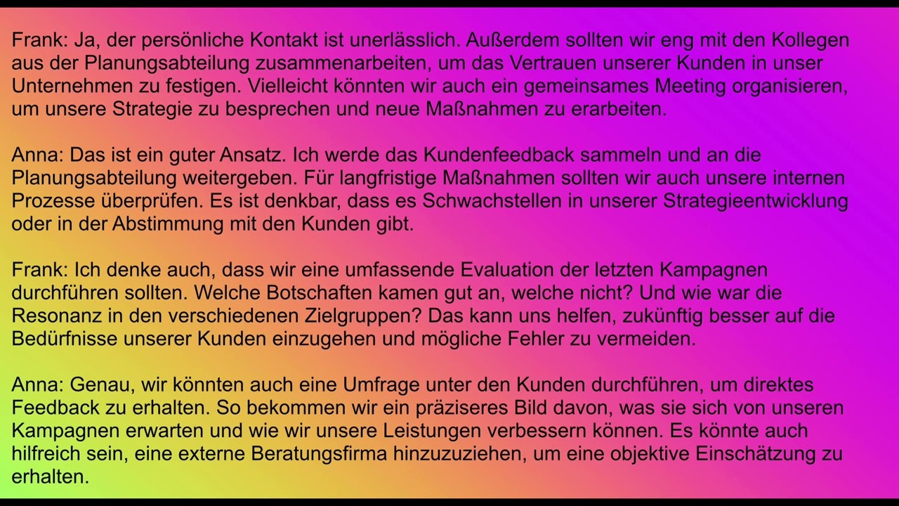 DTB Beruf C1 Mündliche Prüfung Teil 3 Diskussion: Unzufriedenstellende Werbekampagnen