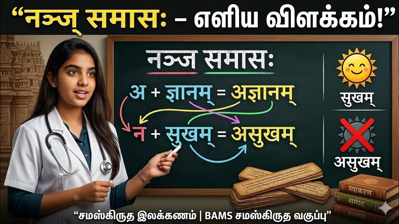 नञ्ज समासः Explained💯 | Easy Sanskrit Grammar🧑🏻‍⚕️ | BAMS First Professional Exams ⁉️😳