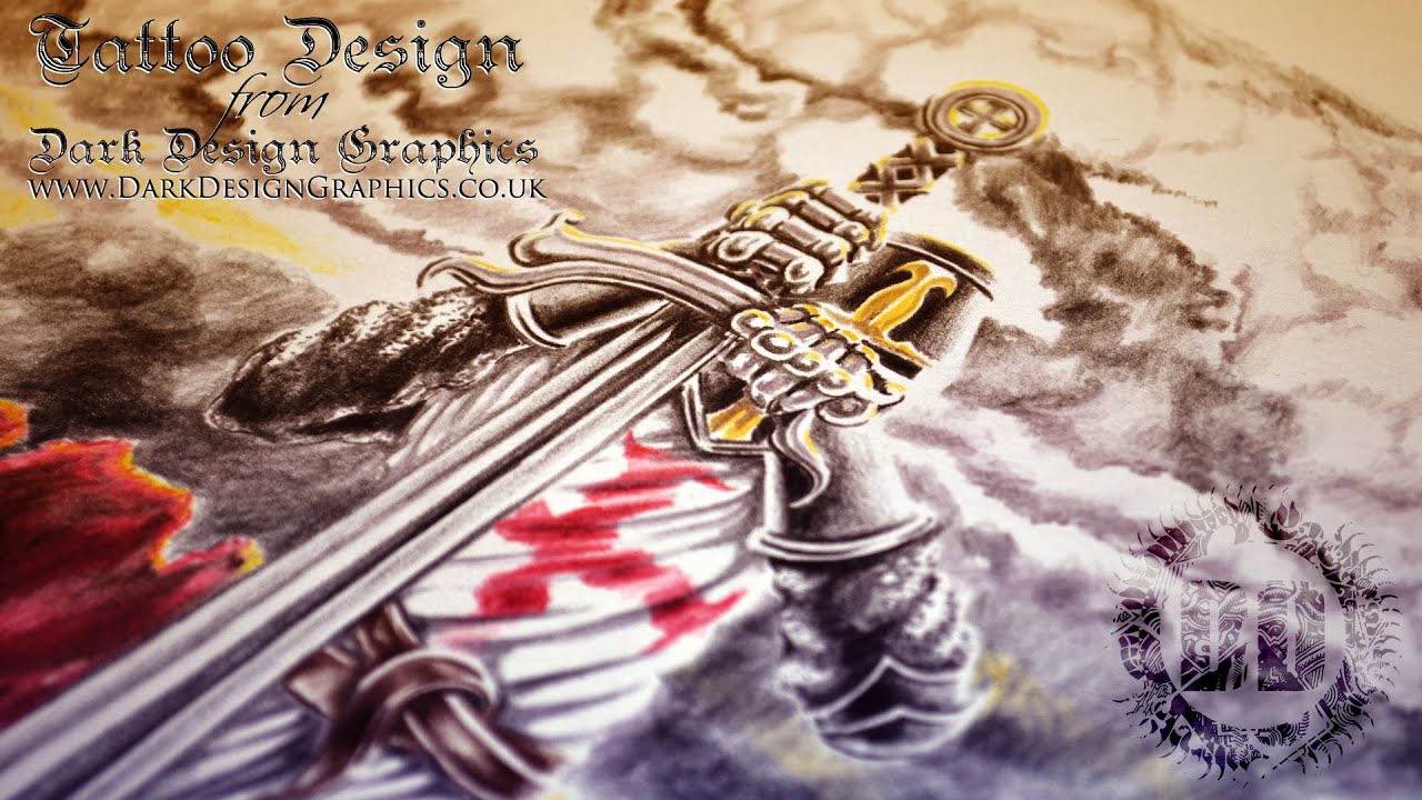 Custom Tattoo Design - Knights Templar Forearm Sleeve