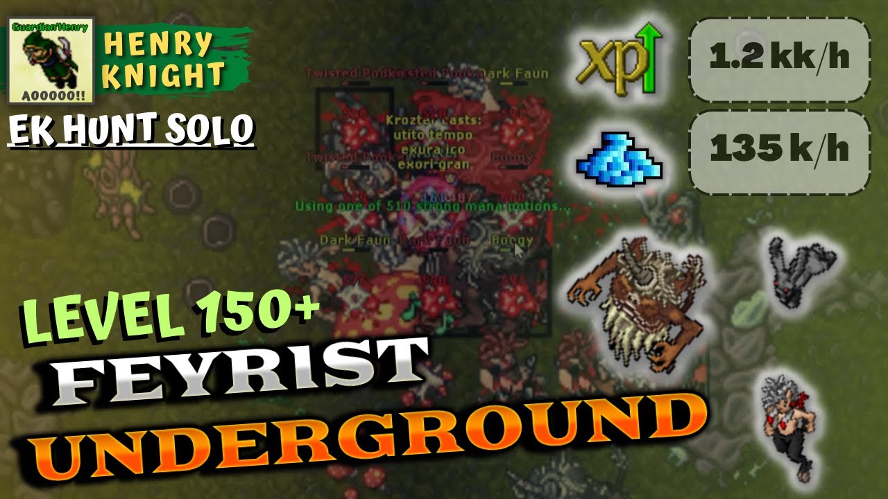 TIBIA: EK HUNT SOLO #149 DARK FAUNS | FEYRIST UNDERGROUND