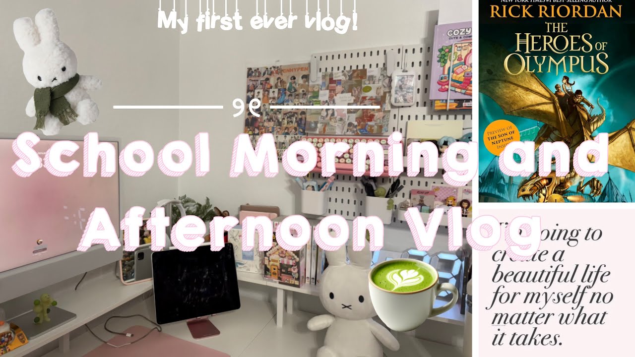 aesthetic before and after school vlog|📓|studying, GRWM, and skincare 