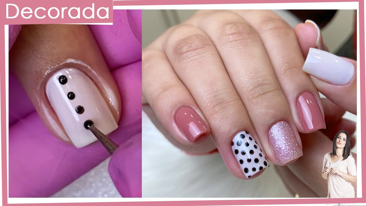 Unhas Nude com Glitter e Decoradas com Boleador