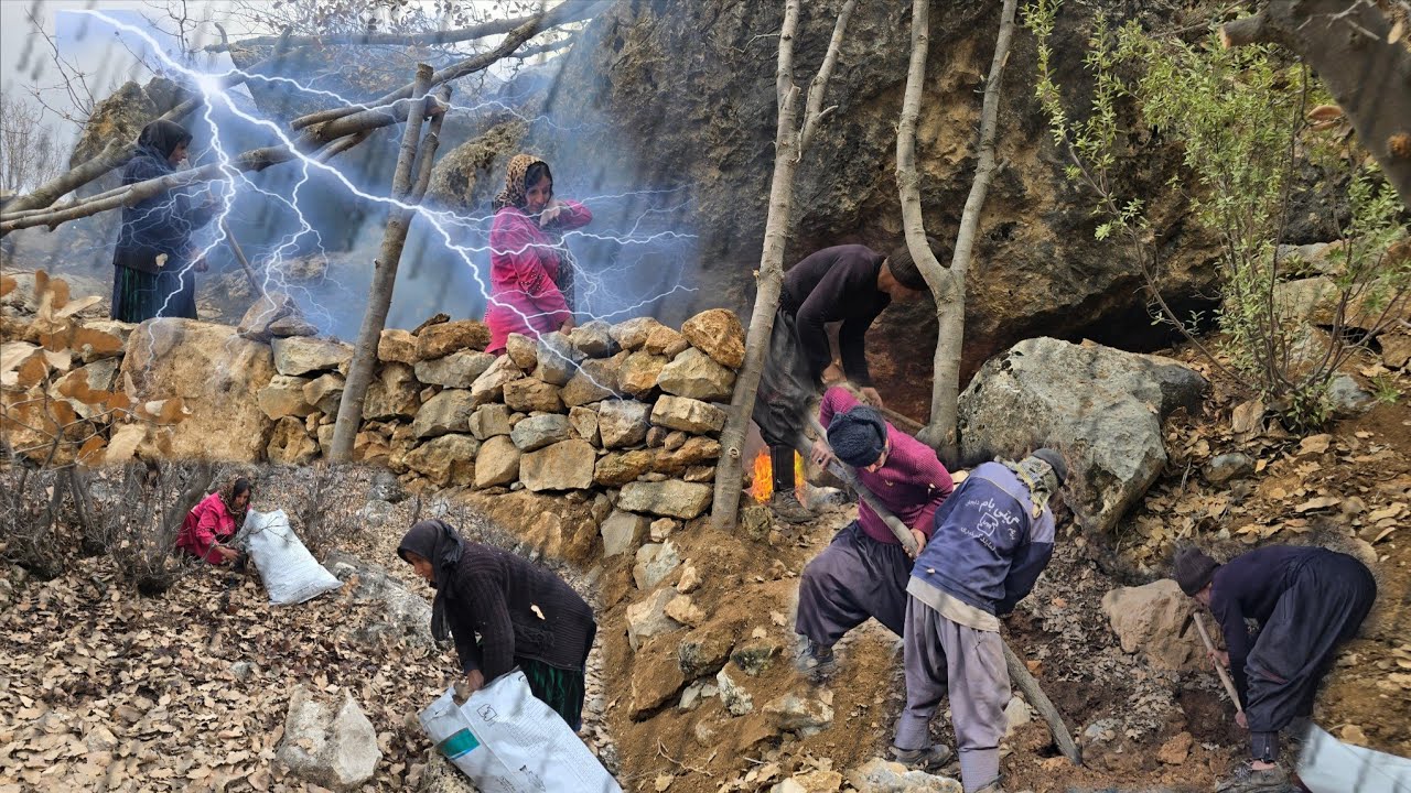 Real Nomadic Life | Building a Cave Shelter for Goats in the Zagros Mountains | Battle for Survival
