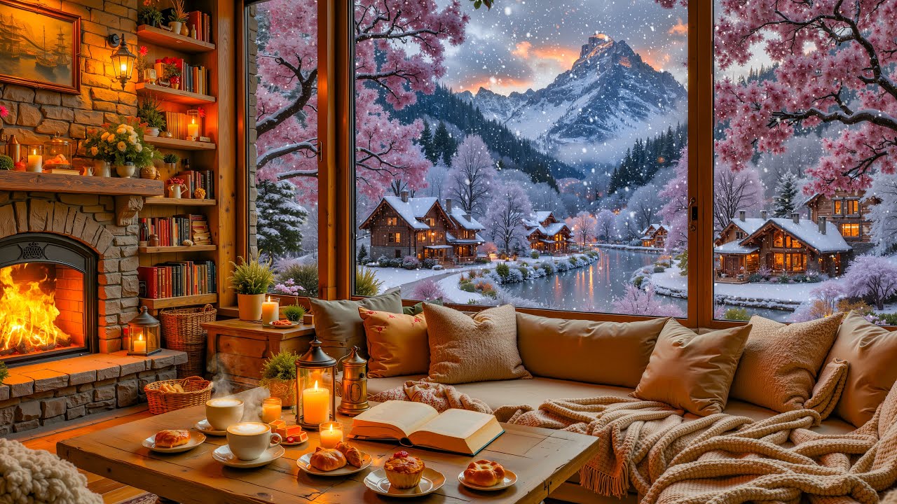Soothing Winter Jazz by the Fireplace Cabin | Cozy Jazz Music for Sleep & Peaceful Nights