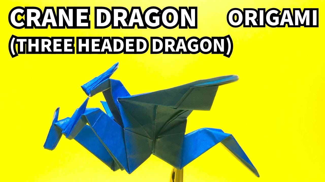 How to make an easy origami paper crane dragon(three headed dragon)