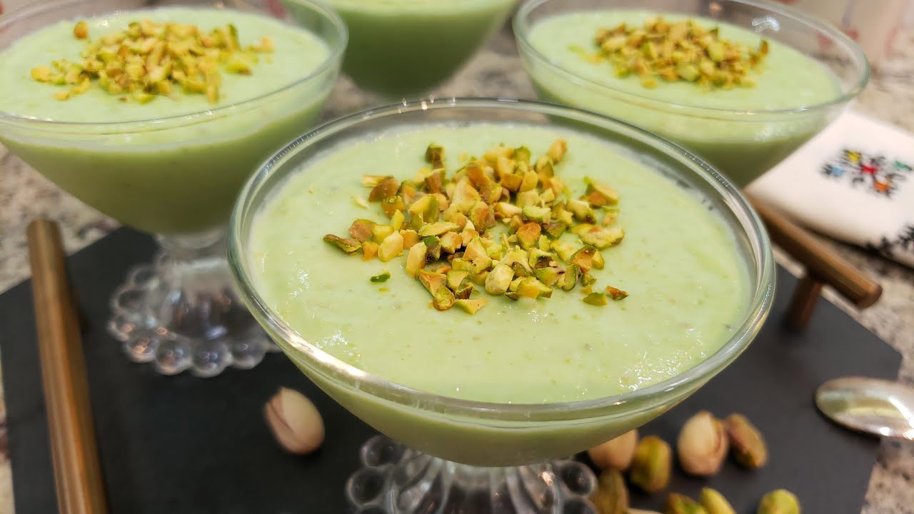 Pistachio Mahalabia  مهلبية الفستق سهلة ولذيذة