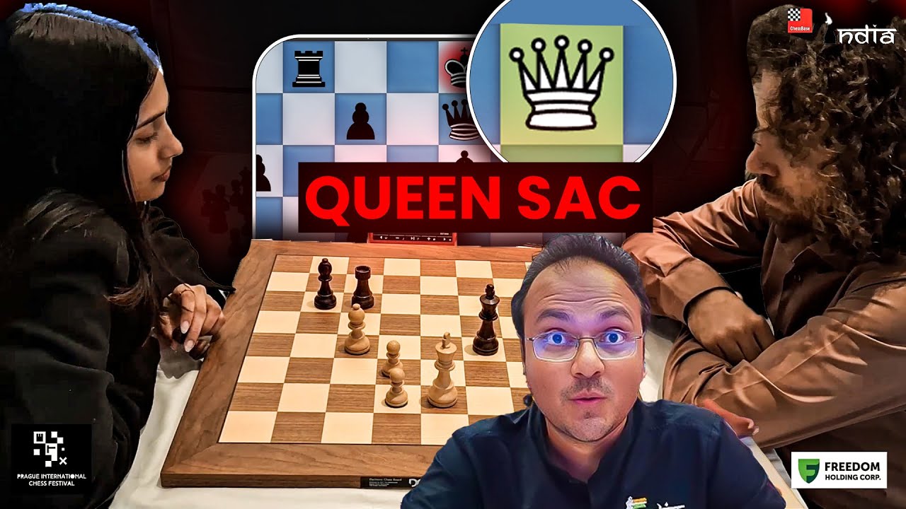 Divya Deshmukh's beautiful queen sacrifice against 2580 rated Stamatis