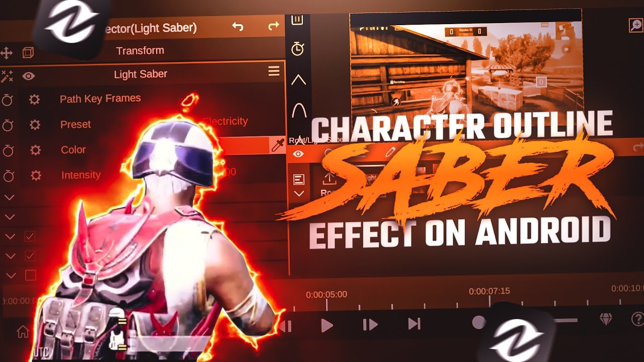 Create character outline SABER effect on android | NODE VIDEO | PUBG montage editing effects 🔥