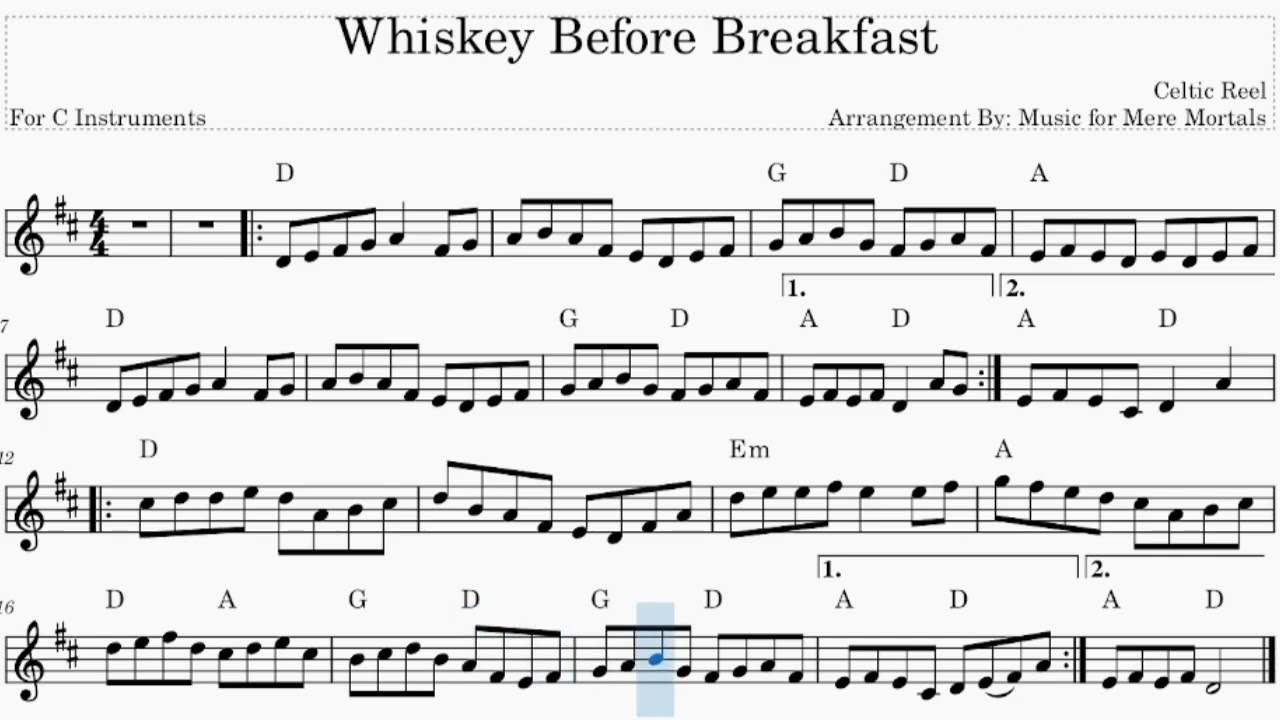 Whiskey Before Breakfast - Beginner - Play Along for C Instruments