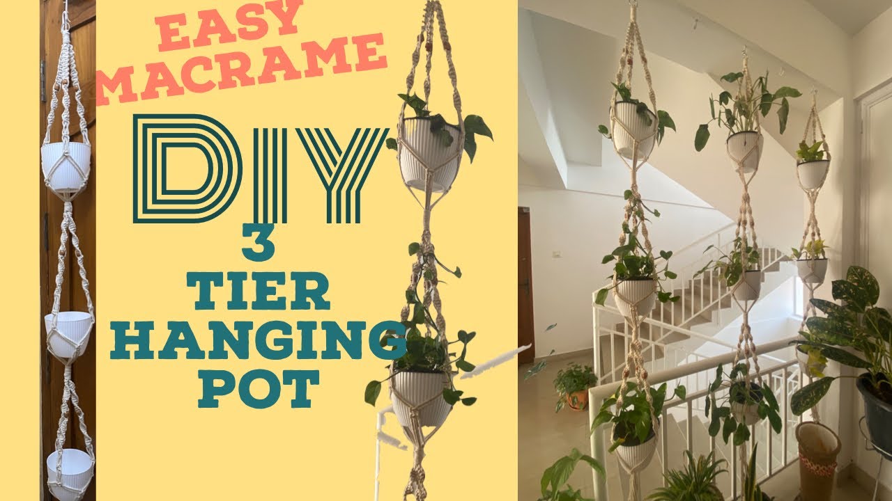 3 TIER MACRAME HANGING POT ||  3 tingkat gantungan pot