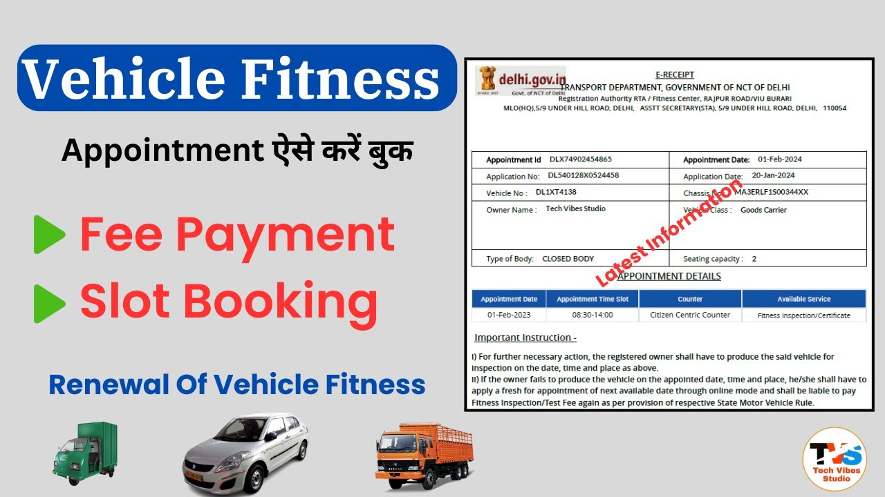 Vehicle Fitness Slot Booking | Vehicle Fitness Appointment | Vehicle Fitness Appointment