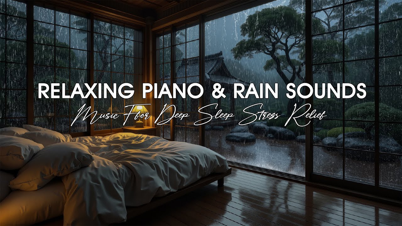 Healing Rain with Relaxing Sleep Music • Peaceful Piano For Insomnia, Stress Relief In Cozy Room
