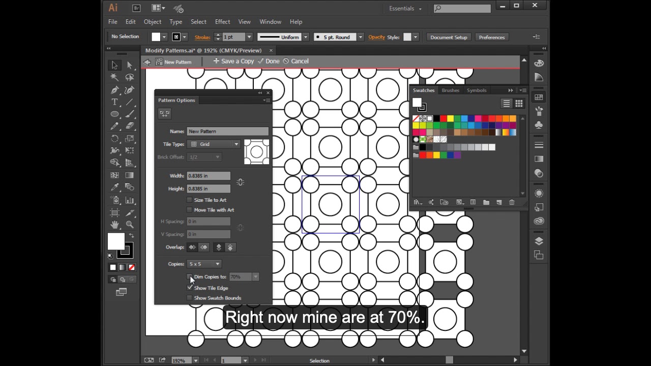 Pattern Options Panel in Illustrator cc