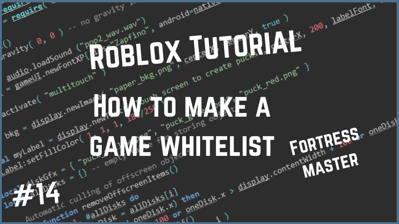 Roblox How To Make A Game Whitelist!