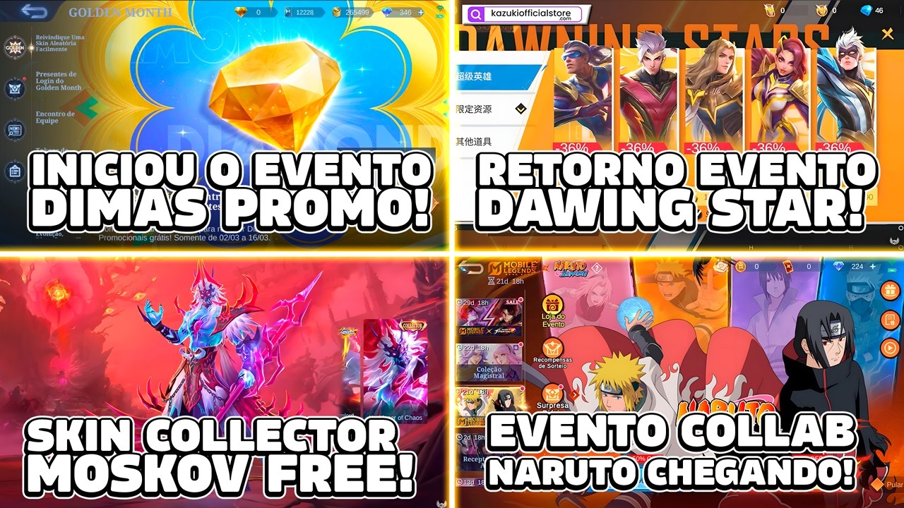 ULTIMAS NOVIDADES DOS EVENTOS!!! SKIN COLLECTOR DO MOSKOV PRO SERVER GLOBAL! DIMAS PROMO! MOBILE LEG