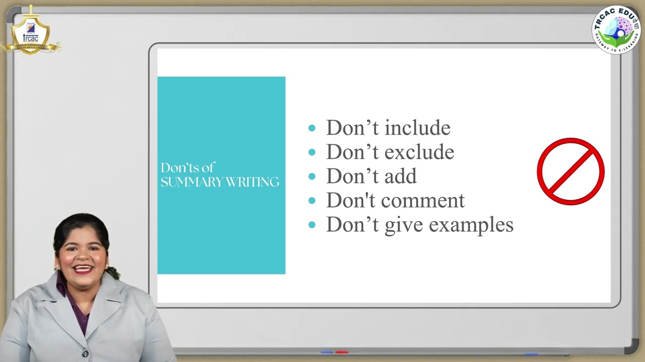 Std 12 HSC English – Summary Writing Explained | Writing Skills | TRCAC EduVedha