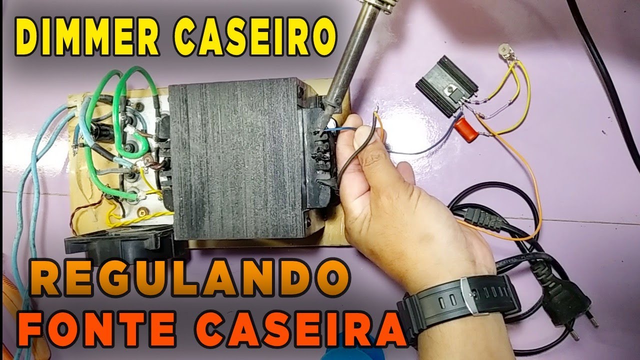 COMO LIGAR DIMMER NA FONTE CASEIRA ou CARREGADOR de BATERIA Regular Tensão de saída passo a passo