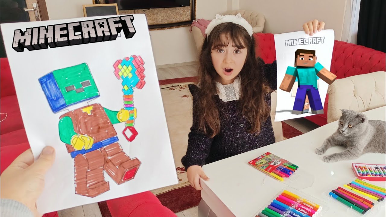 ESMA İLE MİNECRAFT BOYAMA YAPTIK SİZCE KİM KAZANDI ??  ماما جابت بيبي - جنى مقداد | طيور الجنة