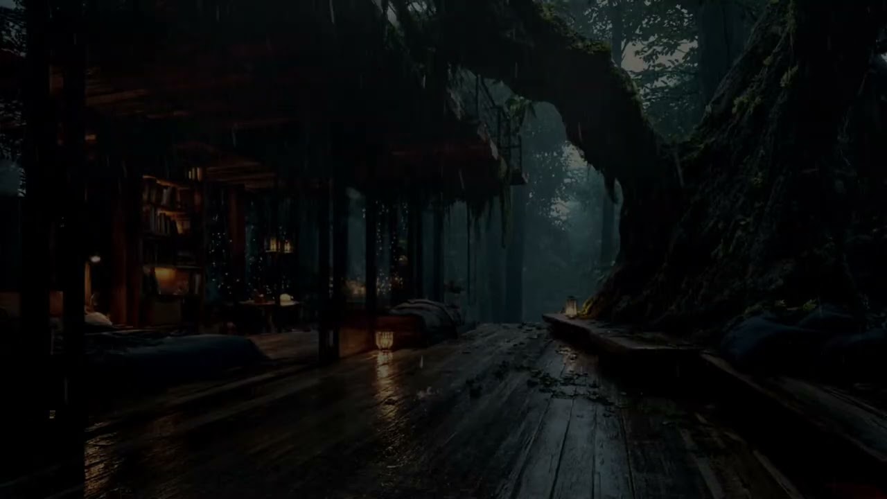 Forest Cabin Thunderstorm on Tin Roof 🌲 | Deep Sleep ASMR