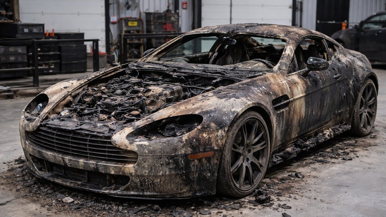 ASMR Car Restoration! From Fire Damage to Showroom &mdash; 2009 Aston Martin V8 Vantage