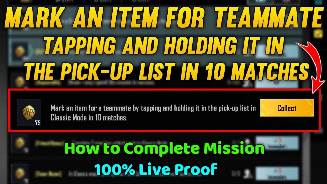 Mark an item for a teammate by tapping and holding it in the pick-up list in Classic Mode 10 Matches