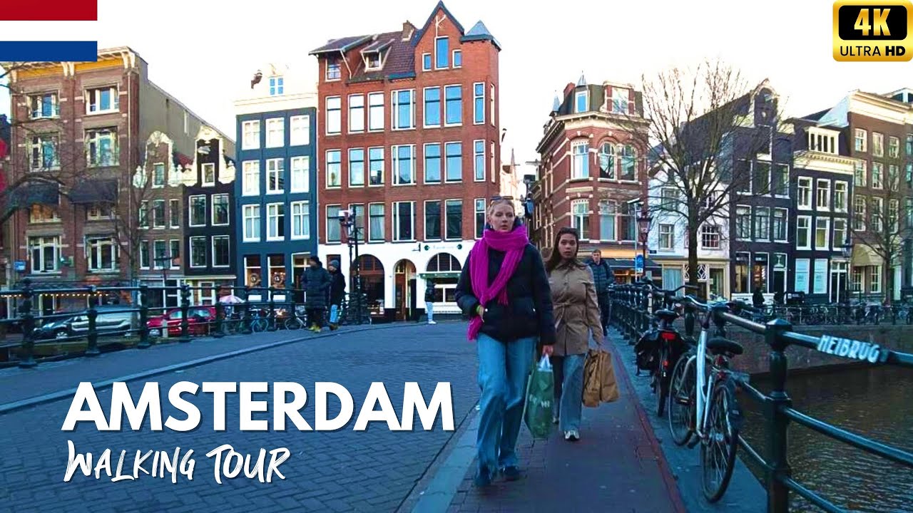 Iconic Amsterdam, Netherlands Walking Tour - 4K