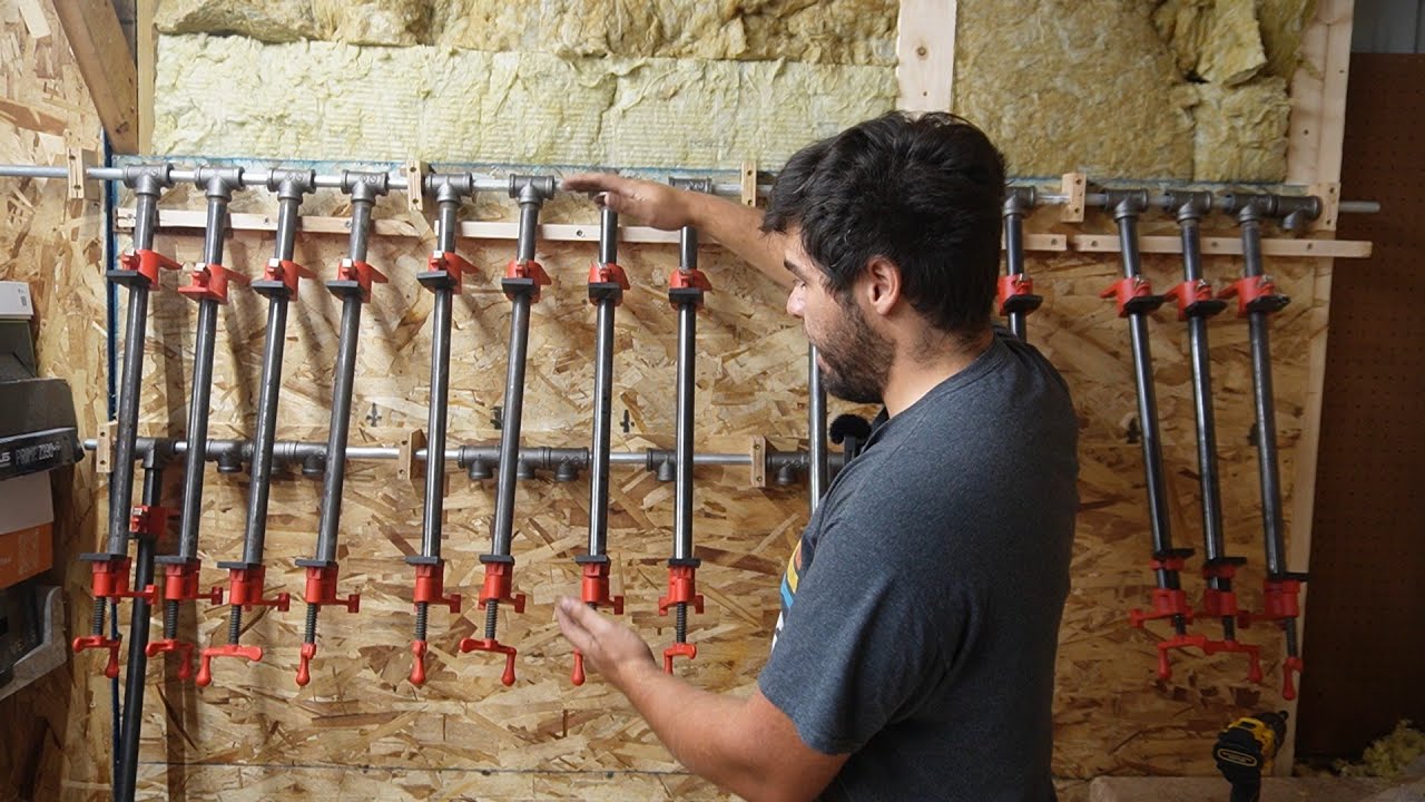 Building a wall mounted clamp rack for cutting board glue-ups