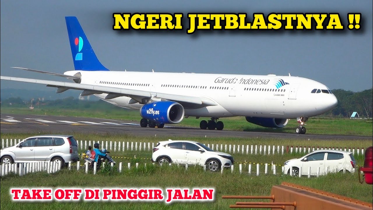Bahaya !! Beginilah Akibat Terlalu Dekat Nonton Pesawat Jumbo Saat Take Off di Bandara Adi Soemarmo