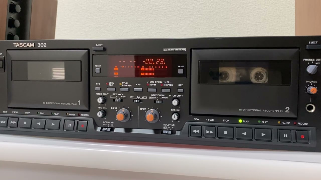 TASCAM 302 ダブルカセットデッキ 再生テスト