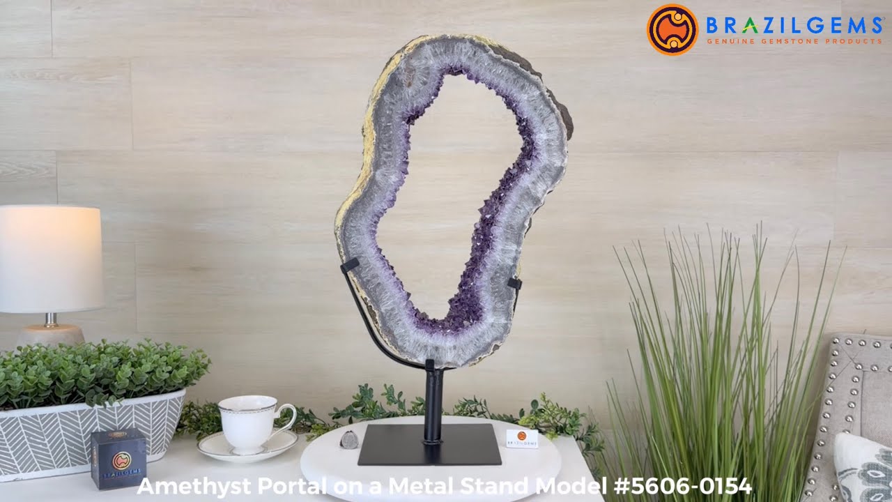 Model # 5606-0154 Amethyst Portal on a Metal Stand by BrazilGems.com 🏷 FOR SALE🛍🛒Shop Now 