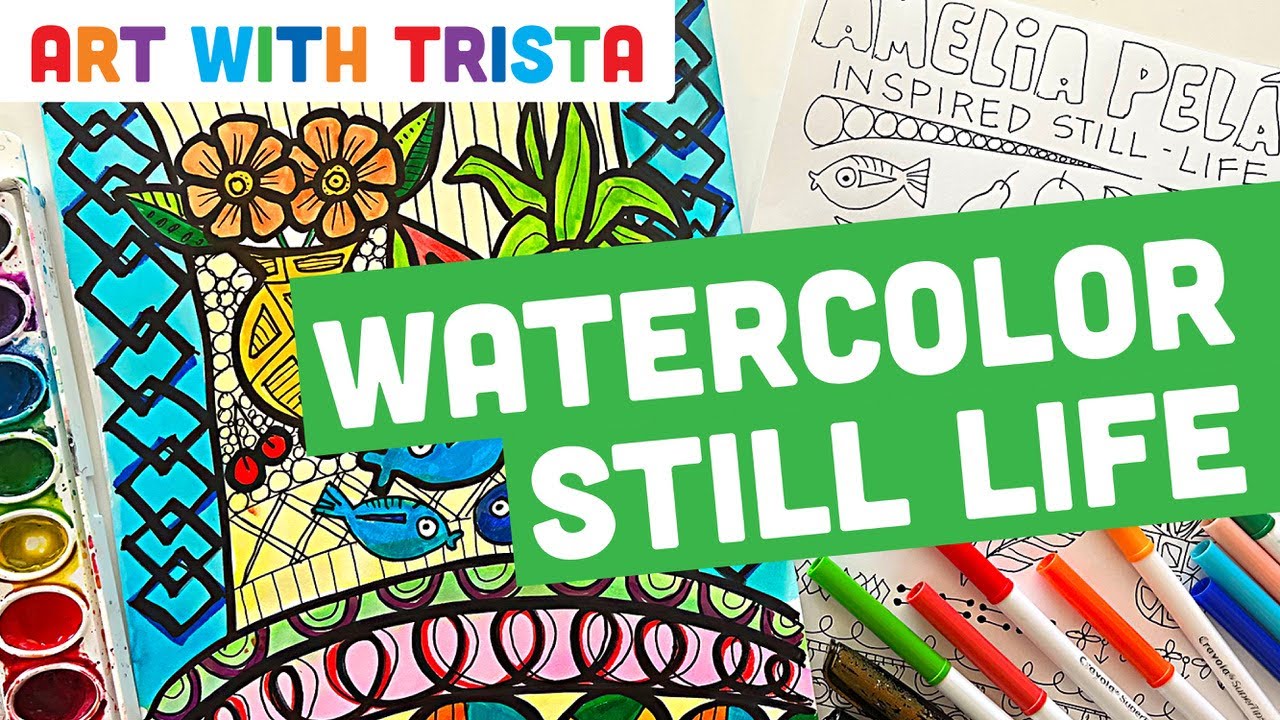 Watercolor Still Life Painting Inspired by Hispanic Artist Amelia Pelaez - Art With Trista