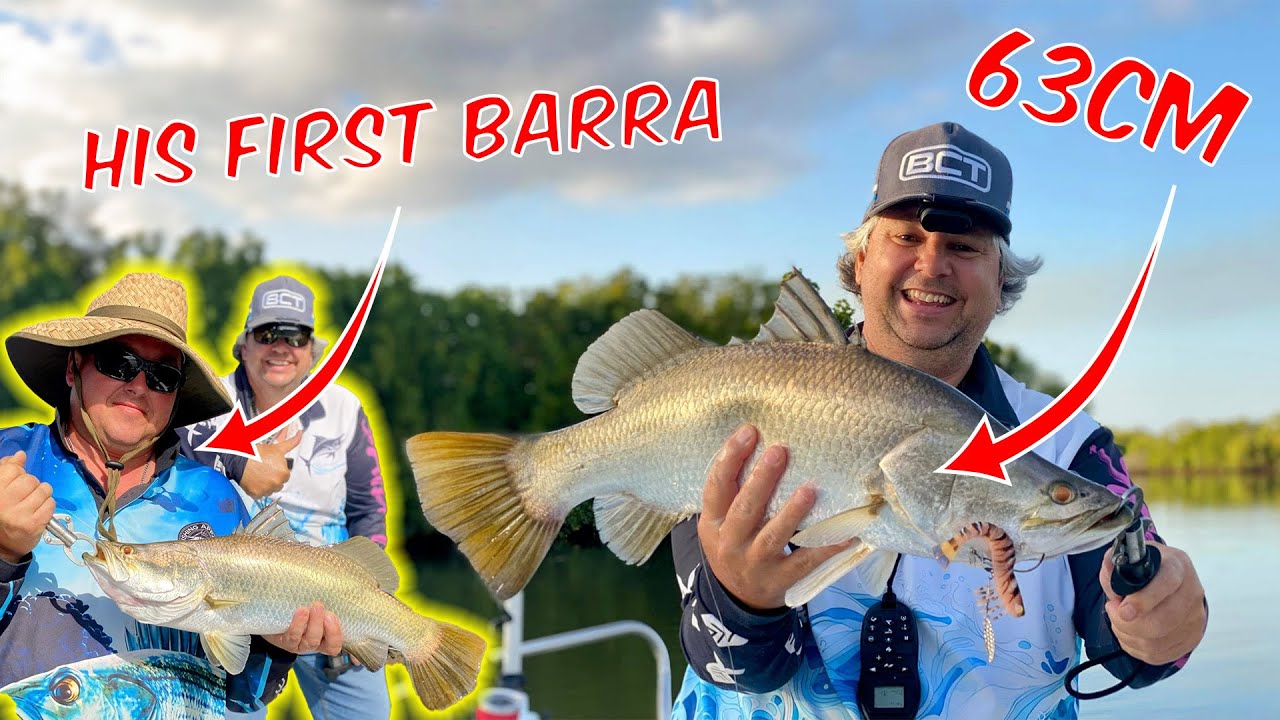 His first Barramundi - Fishing Morrisey's Creek