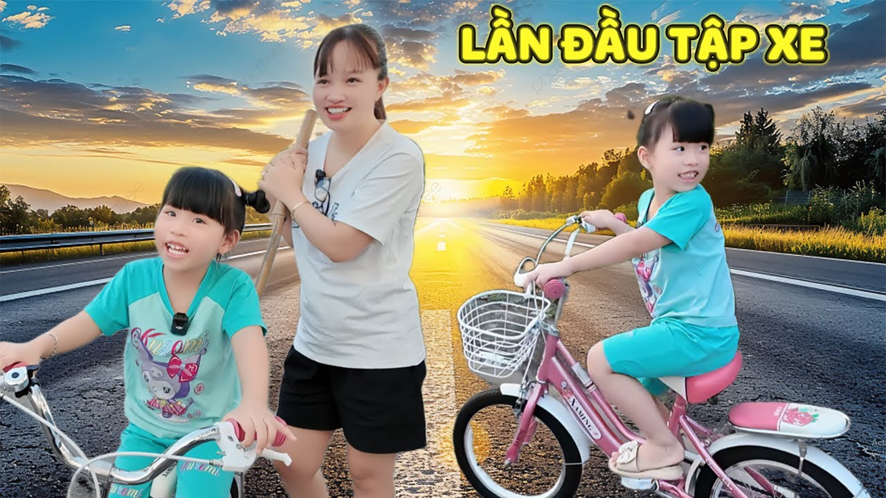 Em MiMi Tập Đi Xe Đạp Với Cây Gậy Siêu To Khổng Lồ Lần Đầu Tập Xe Cười Xuyên Biên Giới | MiMi Family