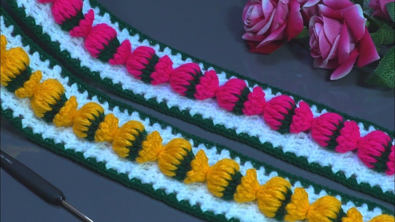 Fantastic💗 Toran Patti design | Crochet lace || Step-by-Step Guide for Beginners | Tunisian knitting