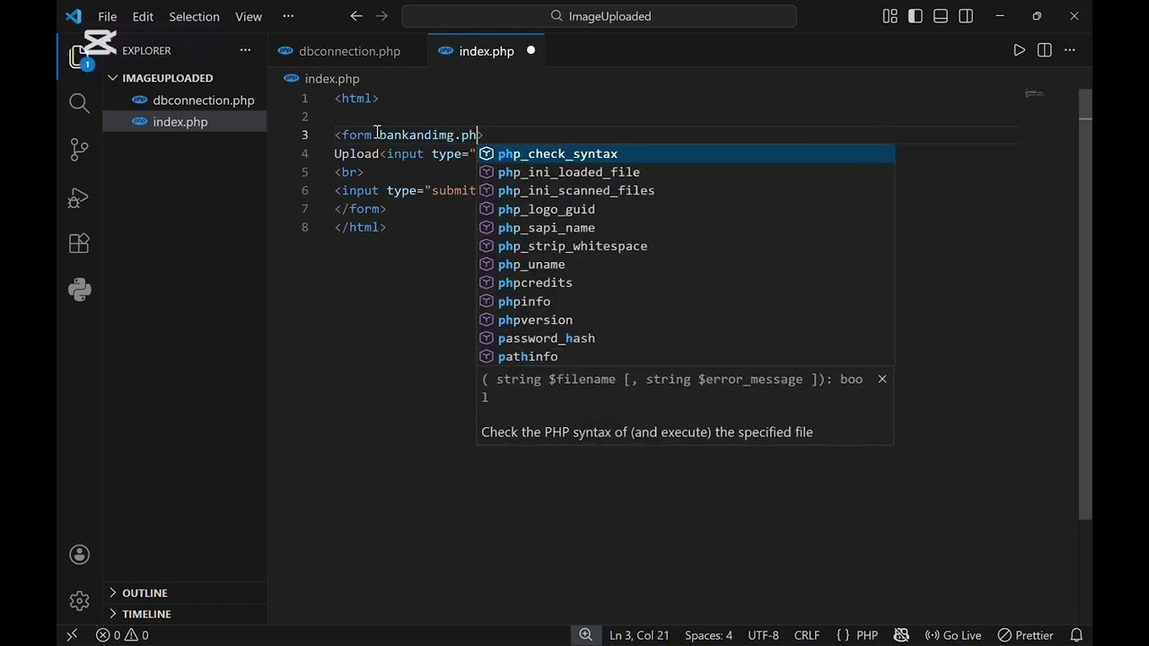How to connect Database with php | Store image in database 