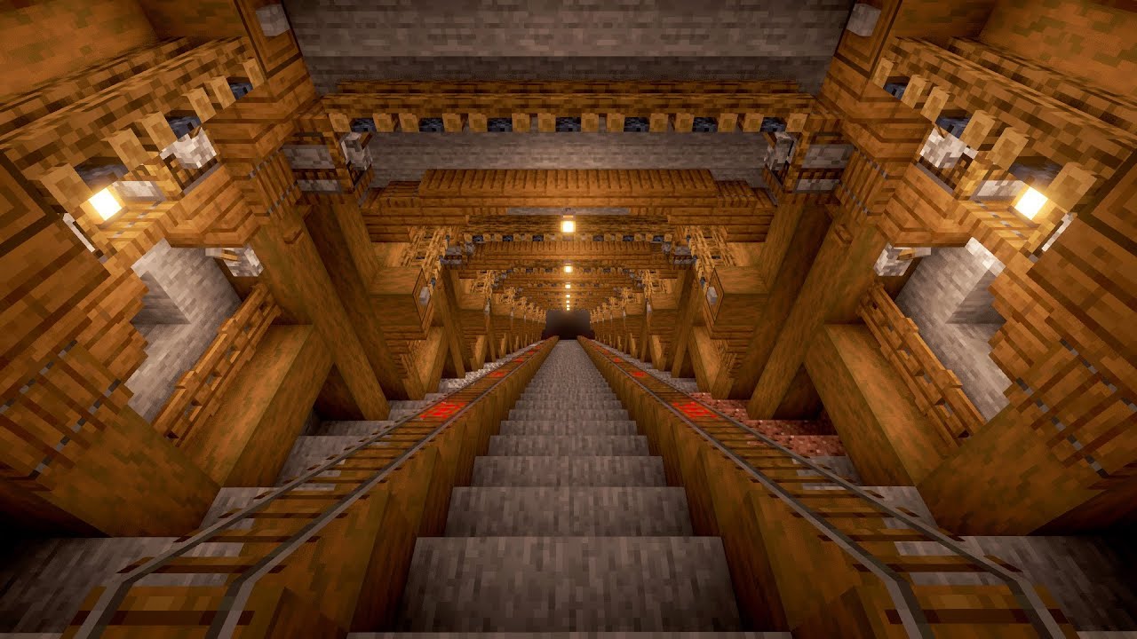 【Minecraft】レバーを活したブランチマイニング場へ続くシンプルでおしゃれな階段の作り方【マインクラフト】【マイクラ建築】【作り方】【解説】【サバイバル建築】How to make stairs