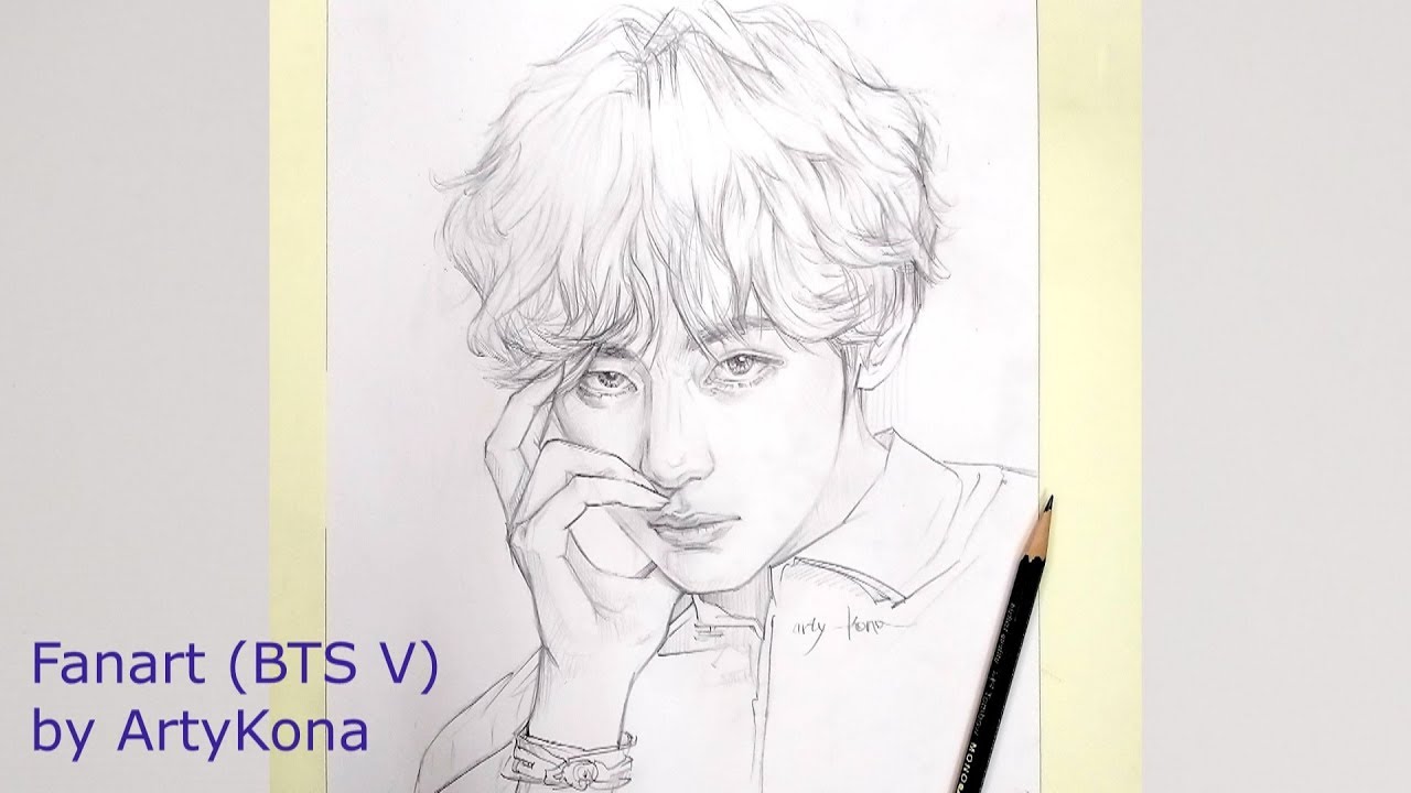 인물 스케치 (Portrait Sketch) -drawing BTS V | Semi realistic style
