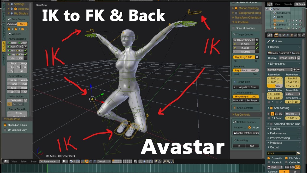 Animation with Avastar - IK to FK & Back