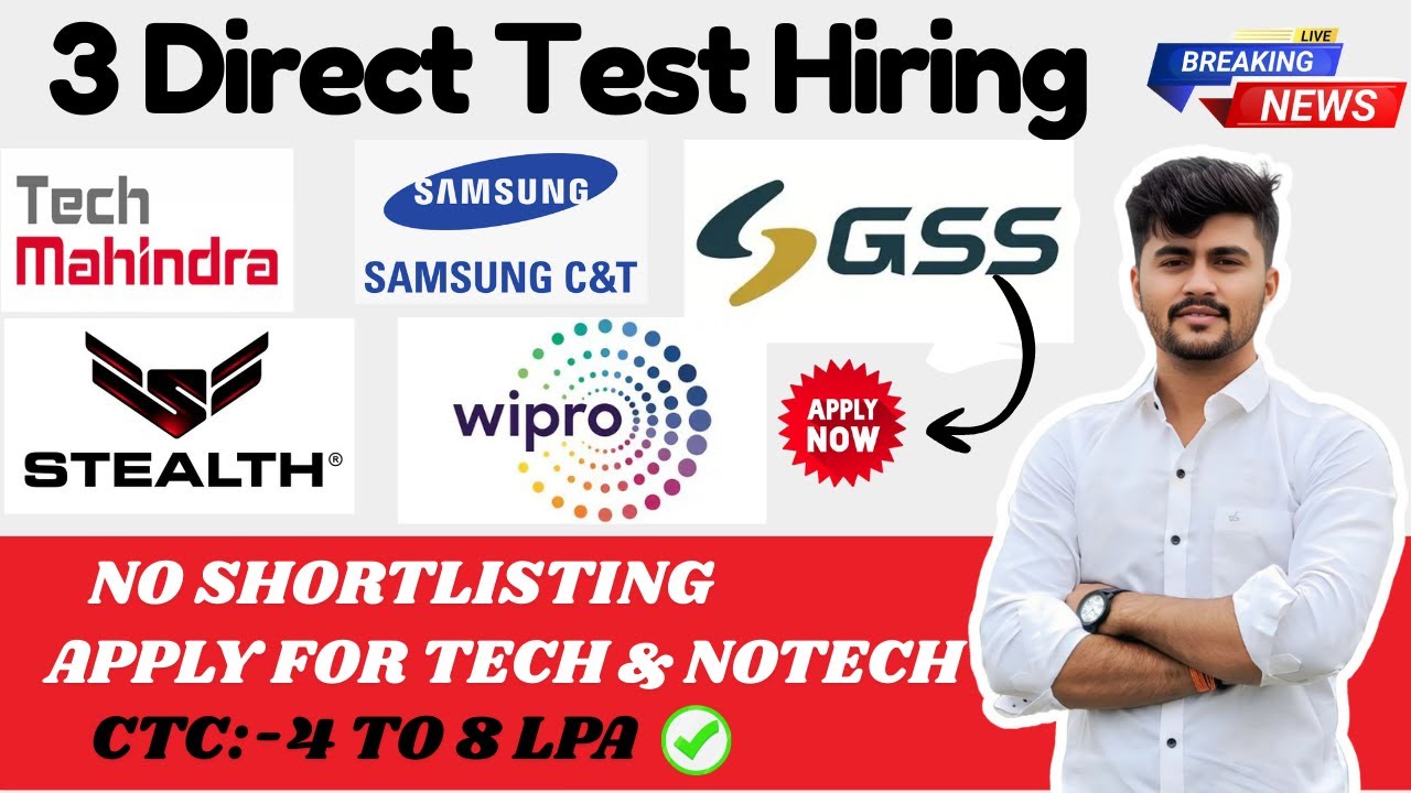 Wipro + Tech Mahindra Hiring 😱 Direct Test | Freshers Apply#jobupdates