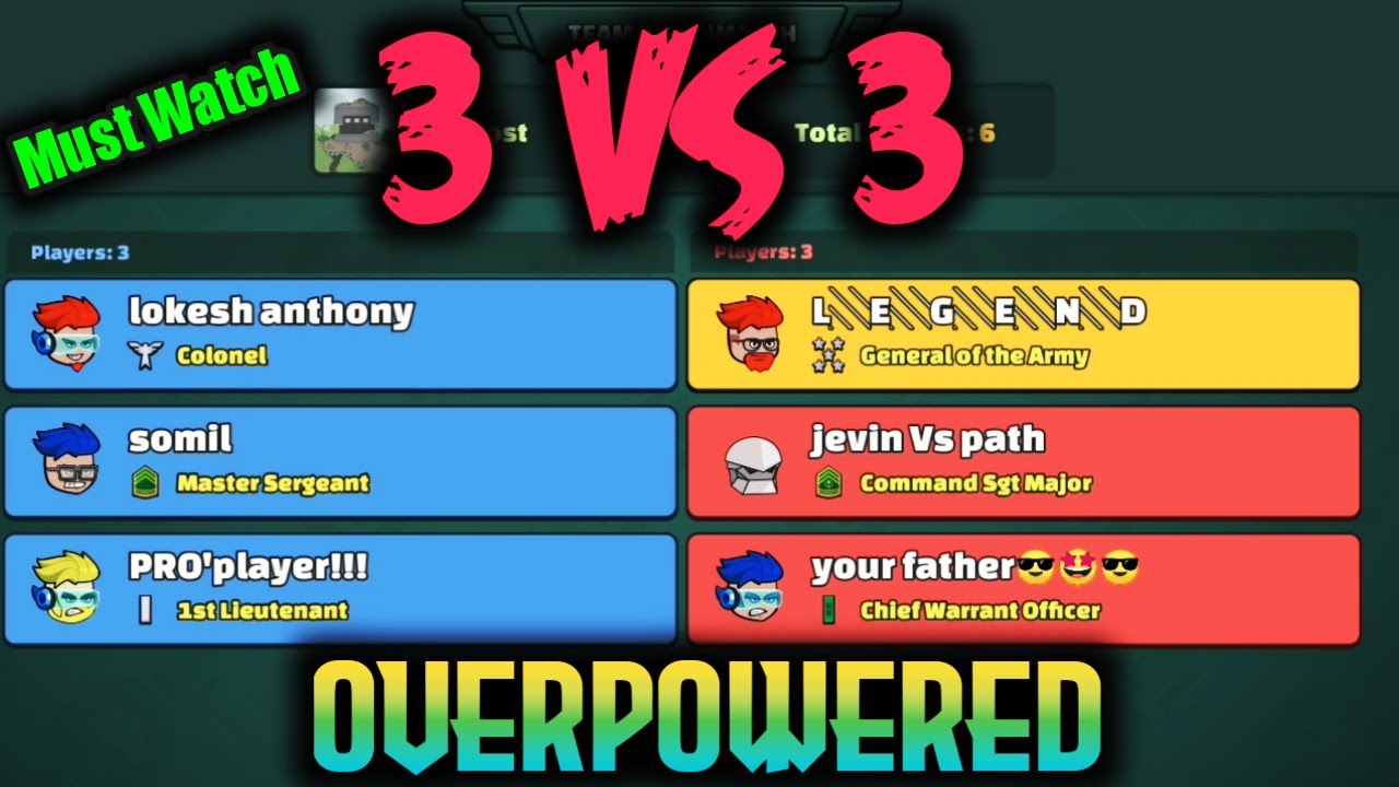 3 Vs 3 Op Gameplay | 25 Kills | Mini Militia - Legend OP.