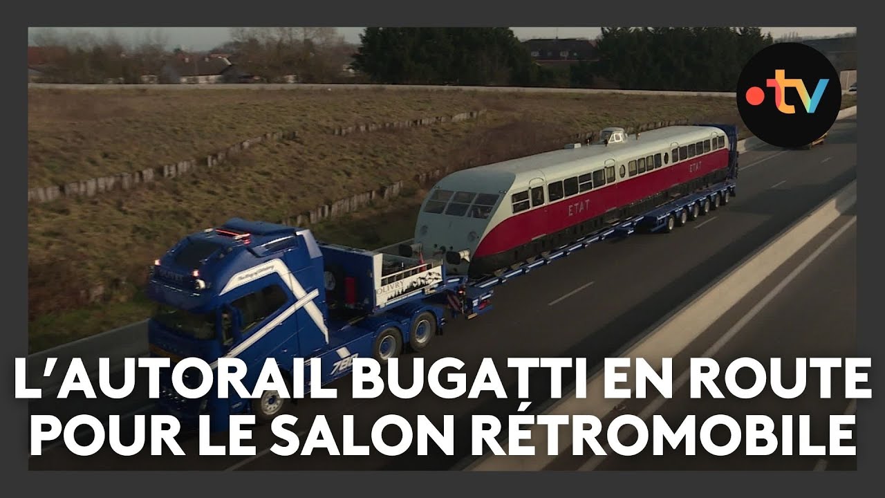 Le dernier autorail Bugatti en convoi exceptionnel pour rejoindre le salon Rétromobile à Paris