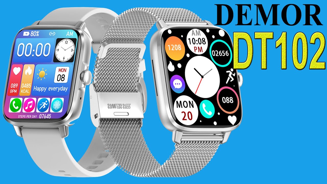 DEMOR DT102 Smart Watch 1.9inch Wireless Charging DTNo.1 IWO Men Women Smartwatch Unboxing Review