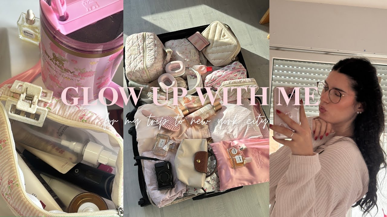 GLOW UP WITH ME for my trip to new york city 🎧🤍🎀🛍️